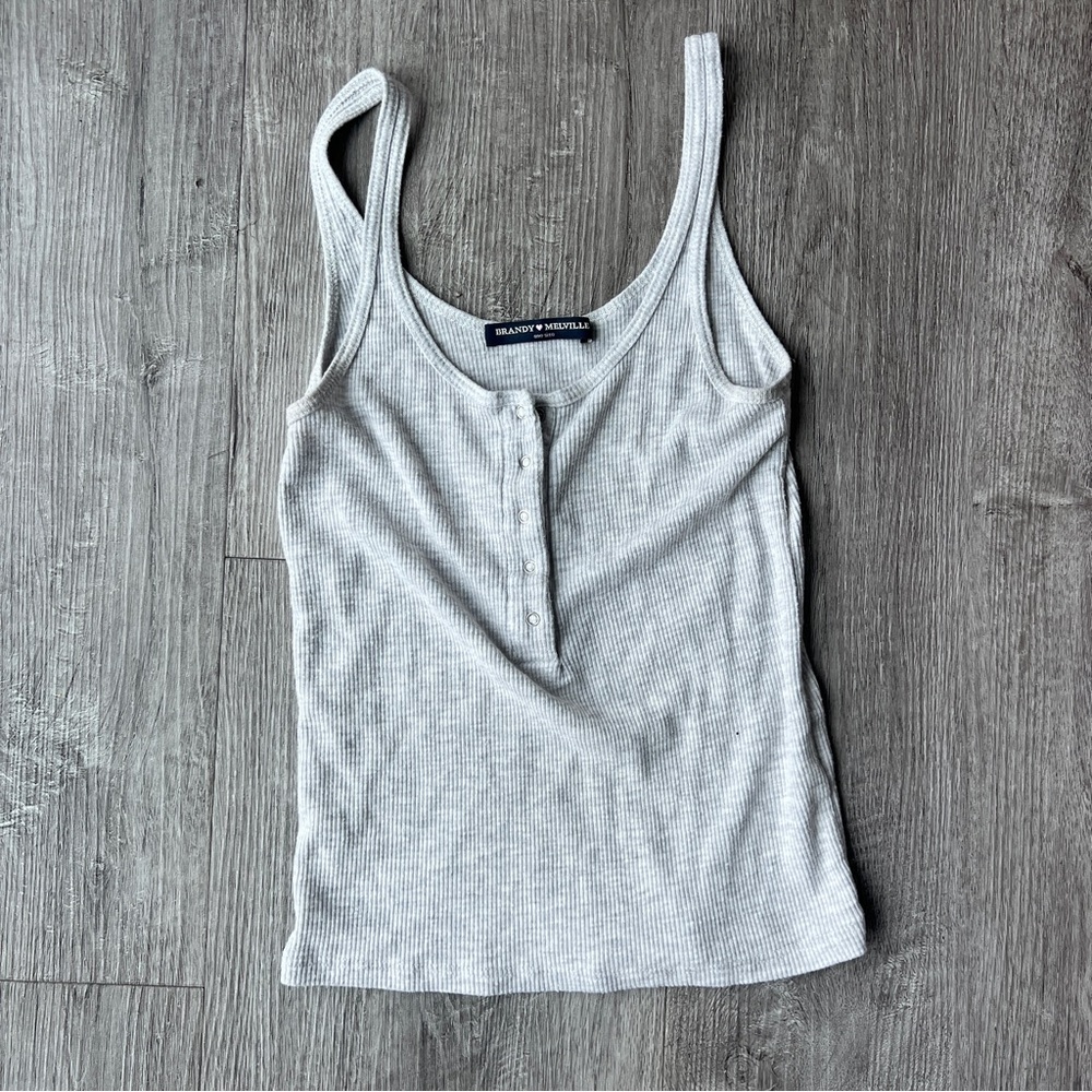 Brandy Melville Gray Ribbed Tank Top